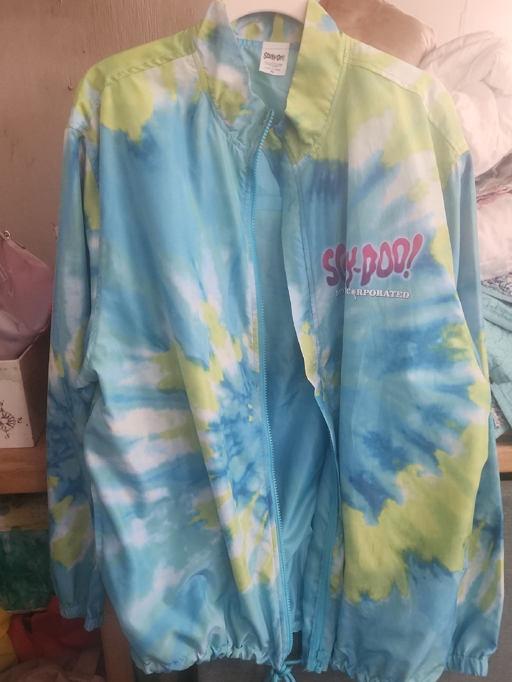 Sky-Doo Tie-Dye Windbreaker Jacket - Blue & Lime